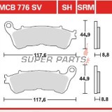 Накладки -TRW- MCB776SH, Harley-Davidson XL883-1200 Sportster + Honda CB-CBF-CBR / FES-FJS-NSS Forza / NC-NT-SH-ST / VFR-VT-XL + Suzuki Burgman / Sixteen / Boulevard-Intruder 1800 (2004-2018)