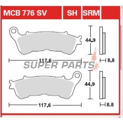 Накладки -TRW- MCB776SH, Harley-Davidson XL883-1200 Sportster + Honda CB-CBF-CBR / FES-FJS-NSS Forza / NC-NT-SH-ST / VFR-VT-XL + Suzuki Burgman / Sixteen / Boulevard-Intruder 1800 (2004-2018)