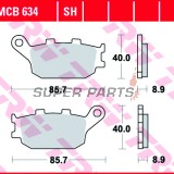 Накладки -TRW- MCB634, Honda CB/CBF/CBR/CMX/CRF/NC/NT/VT/VTR/VTX/XL 500-1100cc (1992-2025); Kawasaki EN/EX/KLV/KLZ/Z 650-1000cc (2004-2024); Suzuki DL/GSF/GSR/GSX/GSX-S/SV 650-1250cc (2002-2025); Yamaha FZ/FJ/MT/XJ6/XSR/YZF-R 600-1000cc (2003-2019)