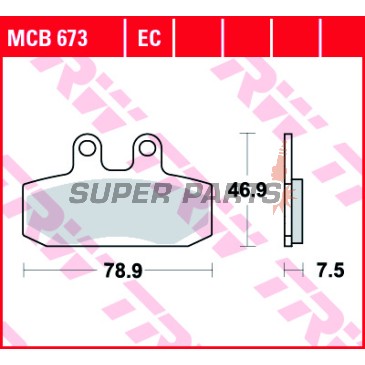Накладки -TRW- MCB673, Honda CMX Rebel 250 (1997-1999), SJ Bali 50/100 (1993-2000), Simson Schikra 125 (1999-2000)