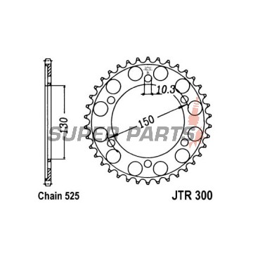 Заден пиньон -JT- JTR300,43, 43 зъба, стоманен, Honda XL 400 1988-1998, XL 600 1987-2000, XL 650 2000-2007, XL 700 2008-2013, XRV 650 1988-1990, Yamaha FZ8 800 2009-2016, TDM 900 2001-2014, TRX 850 1995-2000