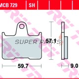 Накладки -TRW- MCB729, Honda CB400 Super Four; Kawasaki ZX-7RR Ninja, ZZR1400; Suzuki Bandit 650, GSX1400, GSX-R 600/750/1000