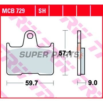 Накладки -TRW- MCB729SH, Honda CB400 Super Four; Kawasaki ZX-7RR Ninja, ZZR1400; Suzuki Bandit 650, GSX1400, GSX-R 600/750/1000