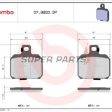 Накладки -BREMBO- 07BB20SP, Aprilia ETV/RS/RSV/SL/Tuono 50-1000; Benelli TnT/Tornado/TreK 899-1130; Ducati 748-1198, Monster/Multistrada 620-1100; Honda FES/ST 1100; KTM RC8/Super Duke 1190-1290; Piaggio/Vespa 125-500