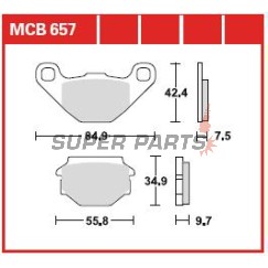 Накладки -TRW- MCB657, Aprilia ETX/MX/Pegaso/RX/SX/Tuareg 125-650, Beta Alp/Euro/Jonathan/M4, Buell M2/S1/S3 1200, Cagiva N90/WMX 50, Fantic Big Wheel/Grinta/Leader, Garelli Big Wheel/Bip Racing, Gas Gas Enducross 125TT, Gilera Eaglet 50, Husqvarna CR/TE/