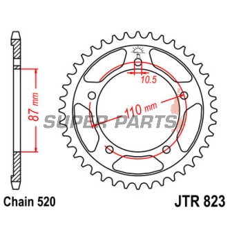 Заден пиньон -JT- JTR823,49, 49 зъба, стоманен, Suzuki GS 500 1988-2010, GSF 250 1990-2000, GSX 250 1991-1993, GW 250 2012-2017, SFV 650 2009-2015, SV 650 2016-2019
