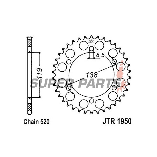 Заден пиньон -JT- JTR1950,48, 48 зъба, стоманен, Husaberg 600 600 1993-1995, FC 350 1996, FC 400/501/600 1996-1999, FE 350 1996, FE 400 1996-1999, FE 501/600 1996-1997, 1999