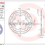 Спирачен диск -BREMBO- 68B40756, Yamaha DT / TDR / TT / WR / YZ 125-600 (1985-2004)