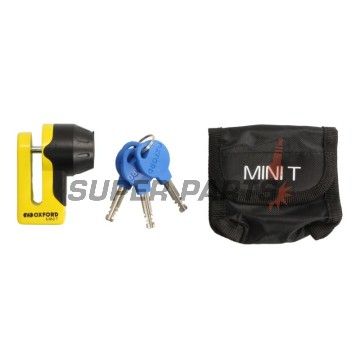 Заключващо устройство за мото диск -OXFORD- Mini T 5.5mm, жълт