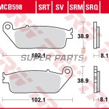 Накладки -TRW- MCB598SV, BMW C 600/650/Evolution, Cagiva Gran Canyon/Navigator, Honda CB/CBF/CBR/Hornet/Forza/Shadow, Kawasaki J/Z/KLE, Kymco Downtown/Xciting, Suzuki Burgman/Bandit, Triumph Bonneville/Tiger, Yamaha MT-01/WR - 1987-2022