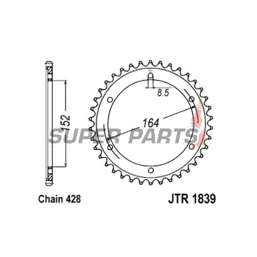 Заден пиньон -JT- JTR1839,55, 55 зъба, стоманен, Yamaha SR 400 2014-2017, SR 500 1991-1999