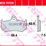 Накладки -TRW- MCB797SH, MV Agusta Brutale 910/920/989R/990R/1078R/1090R-RR, F4 750/1000/1078RR