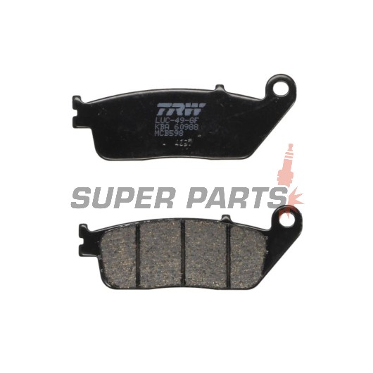 Накладки -TRW- MCB598, BMW C 600/650/Evolution, Cagiva Gran Canyon/Navigator, Honda CB/CBF/CBR/Hornet/Forza/Shadow, Kawasaki J/Z/KLE, Kymco Downtown/Xciting, Suzuki Burgman/Bandit, Triumph Bonneville/Tiger, Yamaha MT-01/WR - 1987-2022