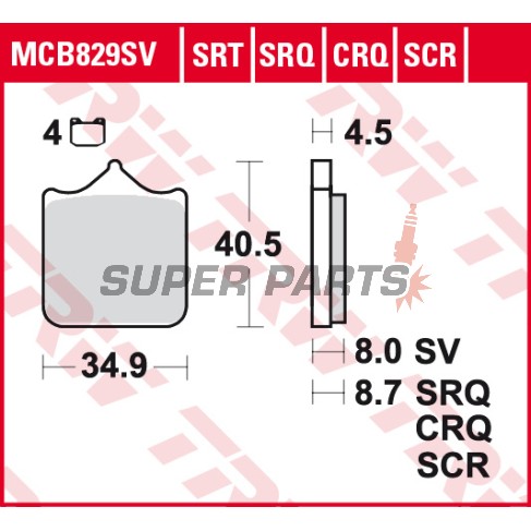 Накладки -TRW- MCB829CRQ, BMW S1000RR / S1000R (2009-2018)