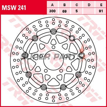 Спирачен диск -TRW- MSW241, 300mm, Suzuki GSX-R600, GSX-R750, GSX-R1000 (2003-2005)