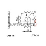 Преден пиньон -JT- JTF436,16, 16 зъба, Aprilia RS 250 1995-2004, Suzuki RG (RGV) 250 1983-1984, 1986-1988, RGV 250 1989-1996