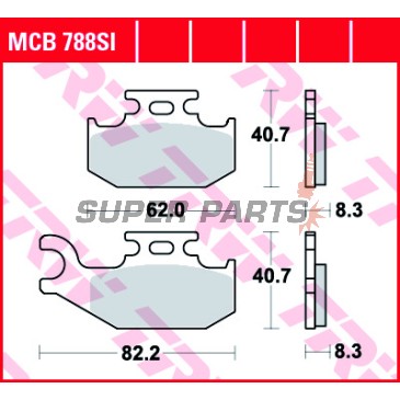 Накладки -TRW- MCB788SI, Suzuki LT-A KingQuad 400/450/500/700/750 (2005-2017), Suzuki LT-F KingQuad 400 (2008-2016)