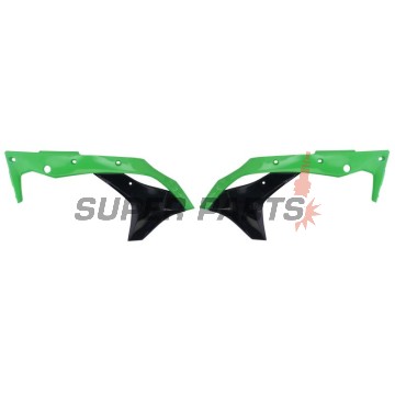 Предни странични пластмаси -POLISPORT- черно/зелено, KAWASAKI KX 250 2017-2020