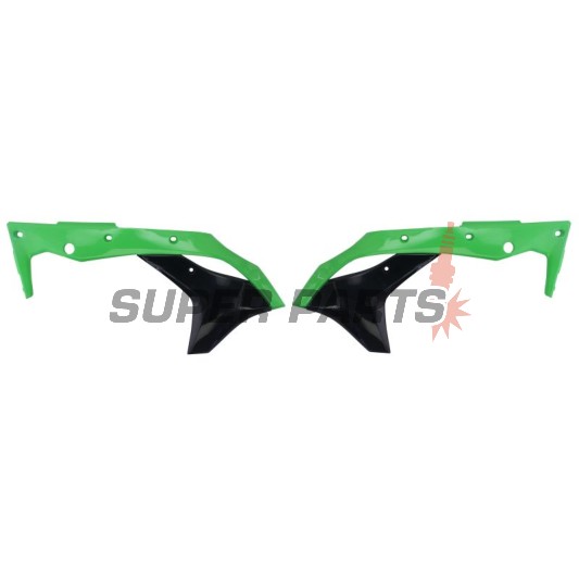Предни странични пластмаси -POLISPORT- черно/зелено, KAWASAKI KX 250 2017-2020