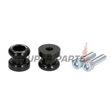 Ролки за задна мото стойка -OXFORD- Bobbins M8 x1.25, черни, комплект