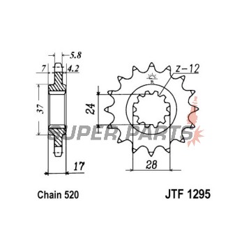Преден пиньон -JT- JTF1295,15, 15 зъба, Honda CBR 600 1991-1992