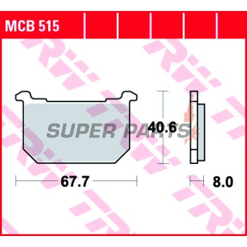 Накладки -TRW- MCB515, Kawasaki GPZ 400 (1983-1984), GT 750 (1982-1996), Z 400/550/650 KZ/750/1000A/1100GP-ST (1980-1993)