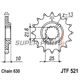 Преден пиньон -JT- JTF521,15, 15 зъба, Kawasaki Z 1000 1981, Z 1015 1974, 1977-1980, Z 900 1976