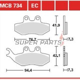 Накладки -TRW- MCB734EC, Aprilia SX/Tuono 50, Beta Alp, CPI GTS, Derbi GP1/Mulhacen/Senda, Gas Gas Pampera, KTM EXC 125, Malaguti Madison, Peugeot Elyseo/Elystar/Satelis, Piaggio Beverly/GT, Yamaha DT/TZR/XT (1999-2018)