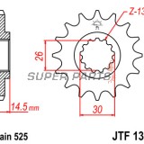 Преден пиньон -JT- JTF1332,17, 17 зъба, Honda CB 1000 2018-2020, CB 400 1991, CB 500 1994-2003, CB 750 1991-2003, CB-1 400 1989-1991, GB 500 1989-1990, NTV 650 1988-1991, RVF 750 1994-1998, VFR 800 2014-2017, VT 600 1990-2000