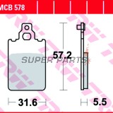 Накладки -TRW- MCB578, Aprilia AF1/RS/RX/SX/Tuono/Tuareg 50, Cagiva Aletta/Elefant/W8 125-200, Derbi GPR 50/75, Fantic Caballero/Koala/Raider, KTM SX 60/65, Malaguti Centro/F15 Firefox 50, Simson Schikra/Sperber 50/125, Yamaha DT 50R