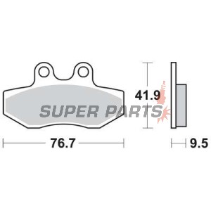 Накладки -TRW- MCB774, Gilera Runner 125FX/180FXR/180VXR/200VXR (1999-2005), MBK XC 125 Flamex(2005), Peugeot Elyseo 125 (2003), Piaggio Beverly 125/125GT (2002-2005), Yamaha Cygnusx125 (2004-2009)