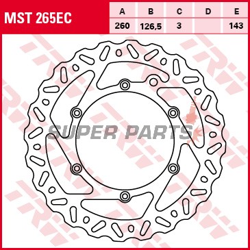 Спирачен диск -TRW- MST265EC, 260mm, Benelli BX449 + Honda CB1000R + Husaberg FC-FE-FS 400-600 + Husqvarna FC-FE-TC-TE 125-501 + KTM EXC / SX / XC 125-625 (1993-2020)