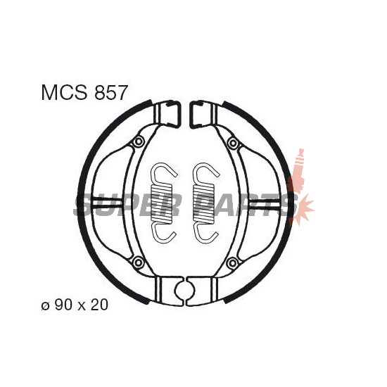 Накладки (челюст) -TRW- MCS857, 90x20mm, Kawasaki KLX 110 (2002-2018), KX 80, Suzuki RM 60 (2003-2005)