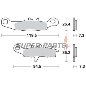 Накладки -TRW- MCB697SI, Kawasaki KFX 700 V-Force; KL/KLX/KLR 250; KX 80/85/100; Suzuki RM 85/85L/100