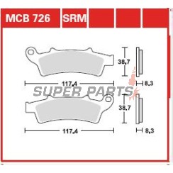 Накладки -TRW- MCB726SRM, синтеровани, Aprilia Atlantic/Scarabeo/Sportcity (125-500, 2003-2015); Kymco People 125i GT; Malaguti Madison 250/400; Peugeot Elyseo 125; Piaggio Beverly 350