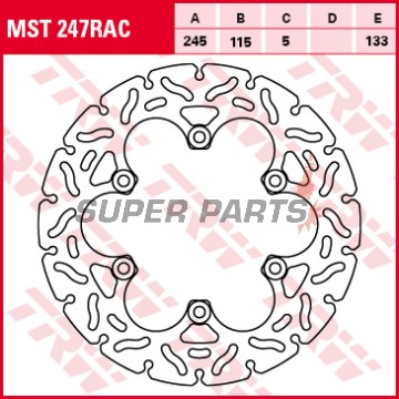 Спирачен диск -TRW- MST247RAC, 245mm, Ducati Monster 750 + Yamaha FZR/FZS/RD/TDM/TRX/XJ/XJR/XT/YP/YZF/R1 (1984-2016)