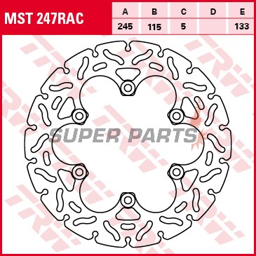 Спирачен диск -TRW- MST247RAC, 245mm, Ducati Monster 750 + Yamaha FZR/FZS/RD/TDM/TRX/XJ/XJR/XT/YP/YZF/R1 (1984-2016)