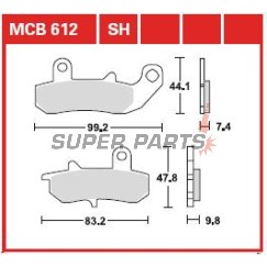 Накладки -TRW- MCB612, Suzuki DR/RGV - DR650/650R/650RS/650RSE/650RE/650SE, DR750/800 Big, RGV250 - 250-800cc, 1989-2017