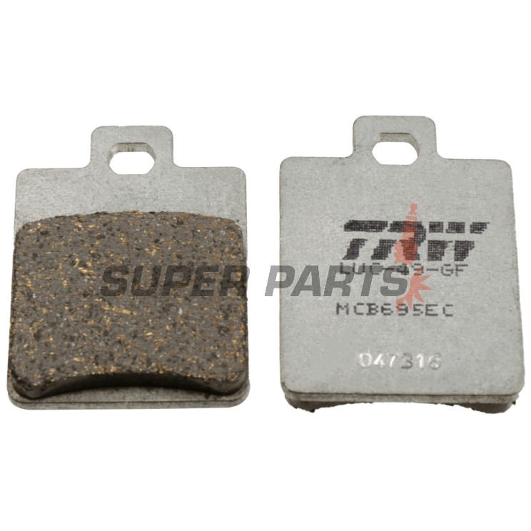 Накладки -TRW- MCB695EC, CPI GTR (2002-2006); Derbi Sonar (2010-2012); Gilera Runner/Runner SP (1999-2005), Stalker (1997-2005); Peugeot Tweet (2010); Piaggio Fly (2006-2014), Zip/Zip II (2000-2010)