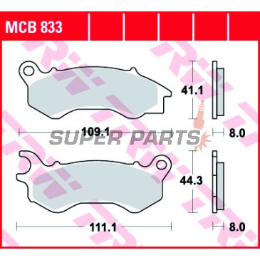 Накладки -TRW- MCB833, Honda NSC Vision 50/110, Honda PCX 125/150 (2010-2019)