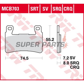 Накладки -TRW- MCB703SV, Honda CB 1300F (2003-2004)