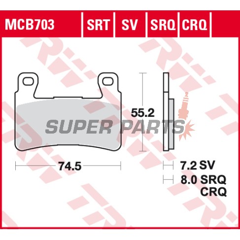 Накладки -TRW- MCB703, Honda CB1300F (2003-2004)