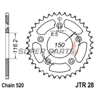 Заден пиньон -JT- JTR28,42, 42 зъба, стоманен, Aprilia RS 250 1995-2004, Honda CB 750 1969-1978