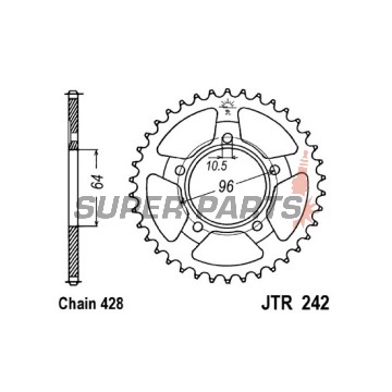 Заден пиньон -JT- JTR242,53, 53 зъба, стоманен, Honda XL 125 1982-1987
