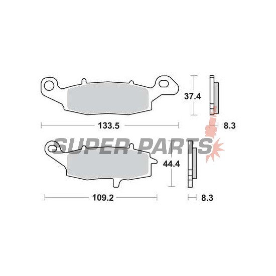 Накладки -TRW- MCB682, Kawasaki ER-5/ER-6, Versys, KLR, GPZ, Vulcan, Z750, Zephyr, ZR-7; Suzuki V-Strom, Bandit, GSX, GSR, SV650, Gladius, Intruder
