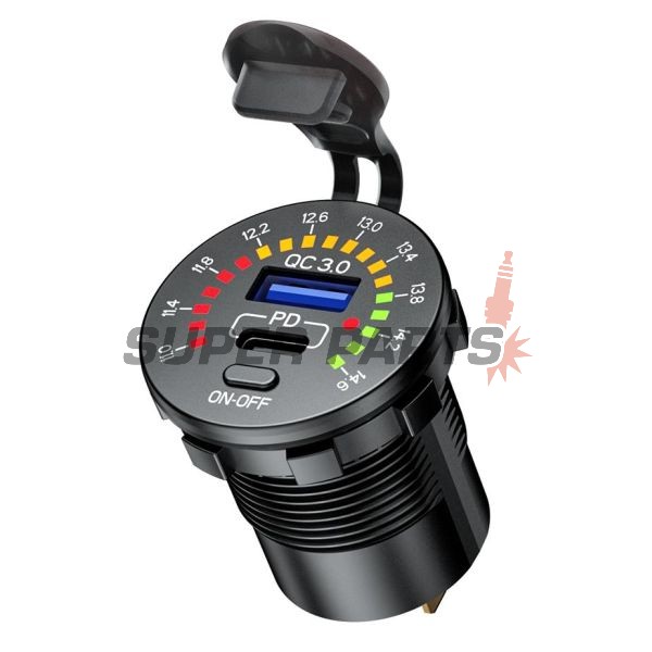 USB адаптер -4 RIDE- 12V, 20W, USB 3.0 + PD (Power Delivery - type C) 2 пина - универсален