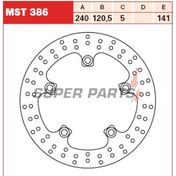 Спирачен диск -TRW- MST386, 240mm, Suzuki GSF Bandit 650/1200/1250 + GSR600/750 + GSX650F/1250F + GSX-S750 + GW250 + SFV/SV650 (2005-2020)