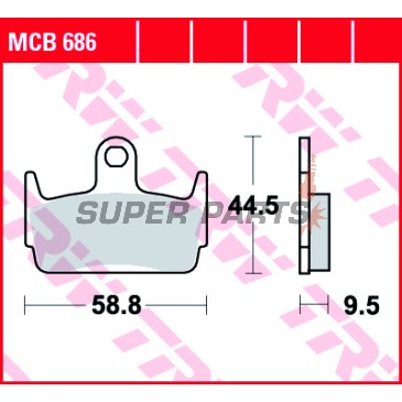 Накладки -TRW- MCB686, Honda X8R/SZX/XL 50 1977-2002; Kymco Heroism 150 1995-2000; SYM Jet Sport-X 50 2006-2010