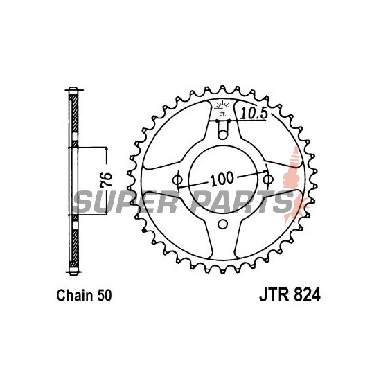 Заден пиньон -JT- JTR824,46, 46 зъба, стоманен, Suzuki GSX 600 1985-1988, RG (RGV) 500 1986-1989