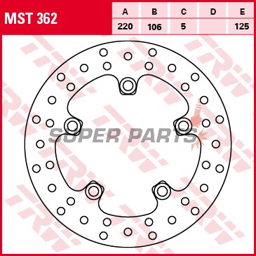 Спирачен диск -TRW- MST362, 220mm, Yamaha MT-10 / SP ABS + YZF-R1 / R1M + YZF-R6 (2003-2020)